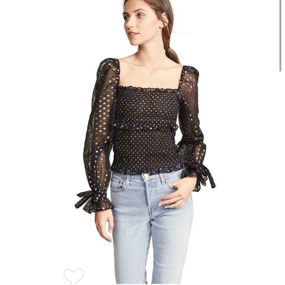 Likely Black Sheer Polka Dot Top